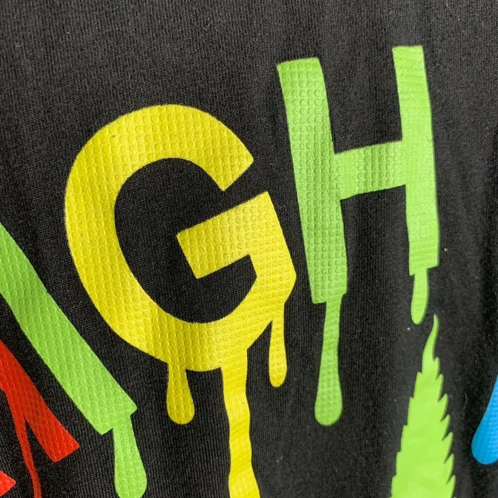 Victorious High Life Crewneck T Shirt 3XL Black Short Sleeve Rainbow Paint Drip